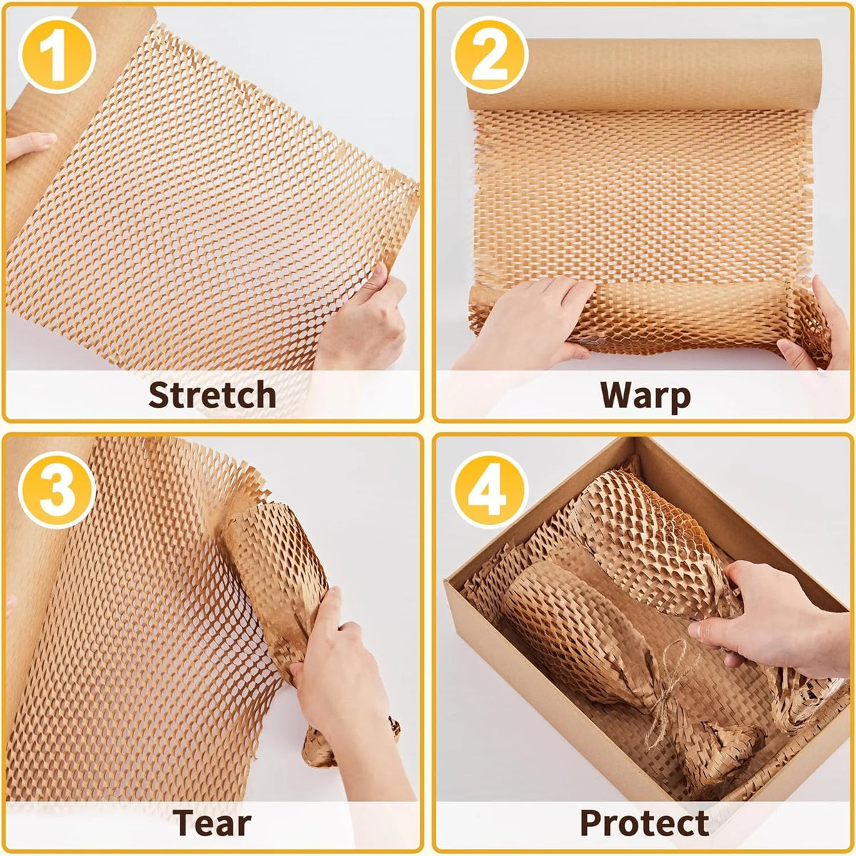 Honeycomb Packing Paper, 15x 164 Bubble Packing Wrap for Packing Shipping Moving Bubble Packing Paper Wrapping Roll Recyclable Moving Supplies With 20 Fragile Sticker Labels
