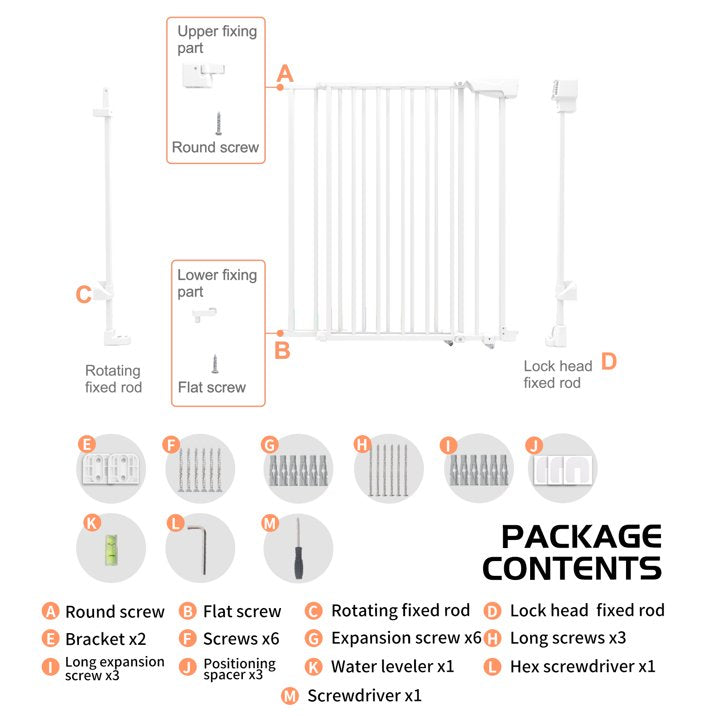 stusgo 29.33 43.9 Adjustable Width Baby Gate for Babies, Elders and Pets,Height 29.1 In , White