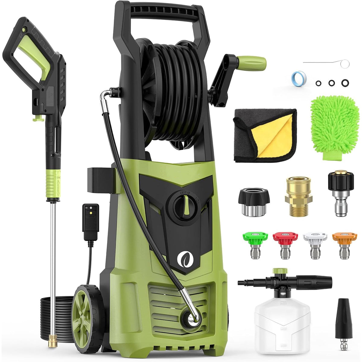 GVDV Pressure Washer, 3800PSI Max 2.6 GPM Electric Pressure Washer with 4 Connect Nozzles 25ft Hose 35ft Power Cord for Cars, Patios