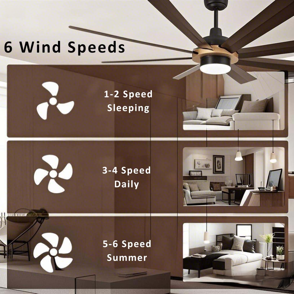 Havato 60" Smart Flush Mount Ceiling Fan with Light - Remote Control, 6 Speeds & Reversible DC Motor, 3 Color Dimmable LED, Ultra Quiet 35dB, Timer Function for Bedroom & Indoor Spaces (Black)
