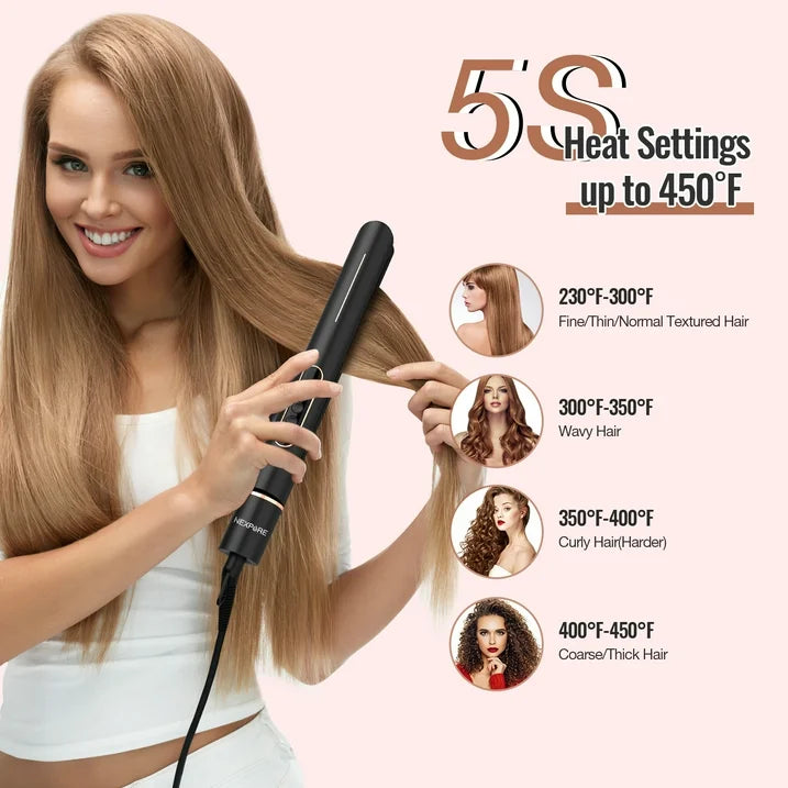 NEXPURE Professional 1 Flat Iron 2 in 1 Hair Straightener Curling Iron Salon Styling Tool