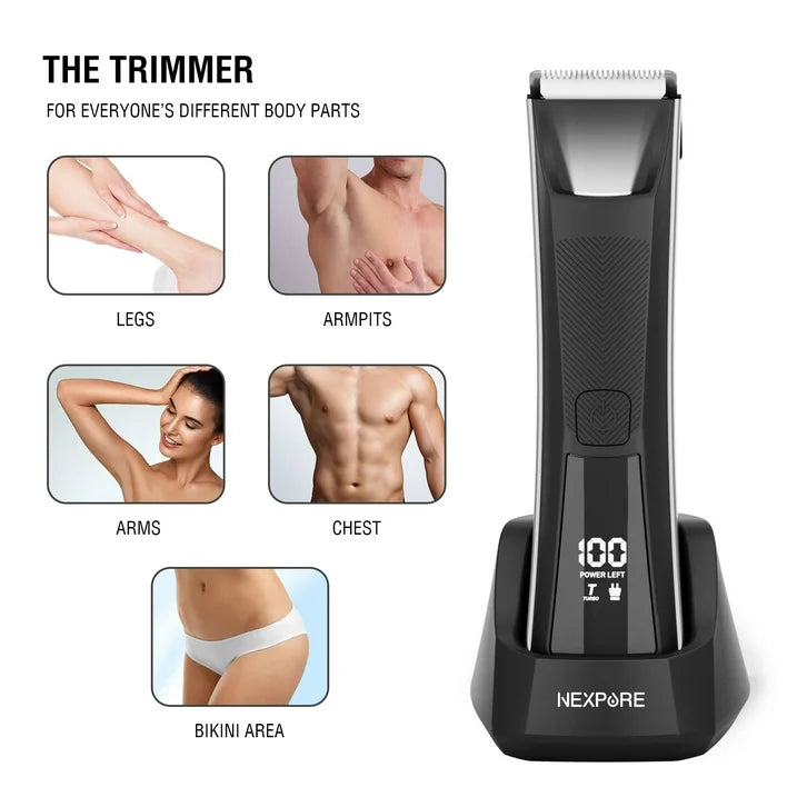 NEXPURE Bikini Trimmer,Pubic Hair Trimmer Groin Ball Shaver for Women and Men, IPX5 Waterproof, USB Recharge Dock