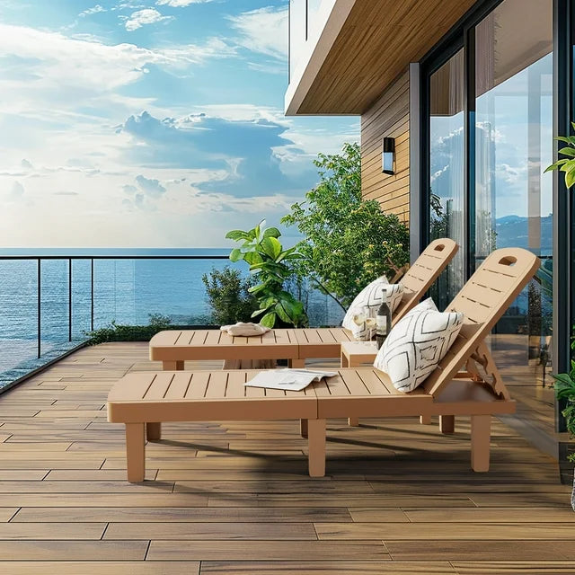 UDPATIO Oversized Outdoor Chairse Lounge Chair Set of 2, 5-Level Adjustment Backrest for Pool Beach Garden