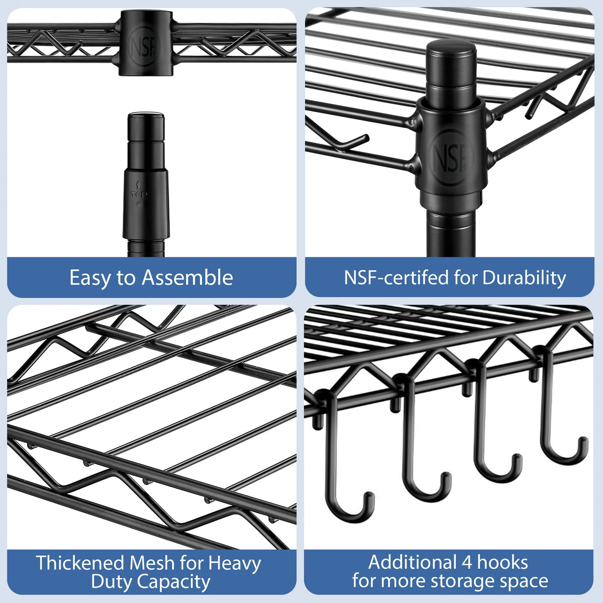 TrumanPick 6-Tier Wire Storage Shelving, Adjustable Garage Shelves, Wire Rack with Wheels,36"W x 18"D x 75"H, Black