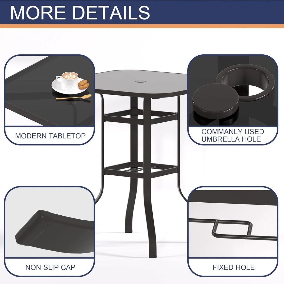 UDPATIO Outdoor Bar Height Set of 3, Patio Swivel High Back Bar Stools Chairs with Bar Table for Backyard, Lawn, Balcony and Pool