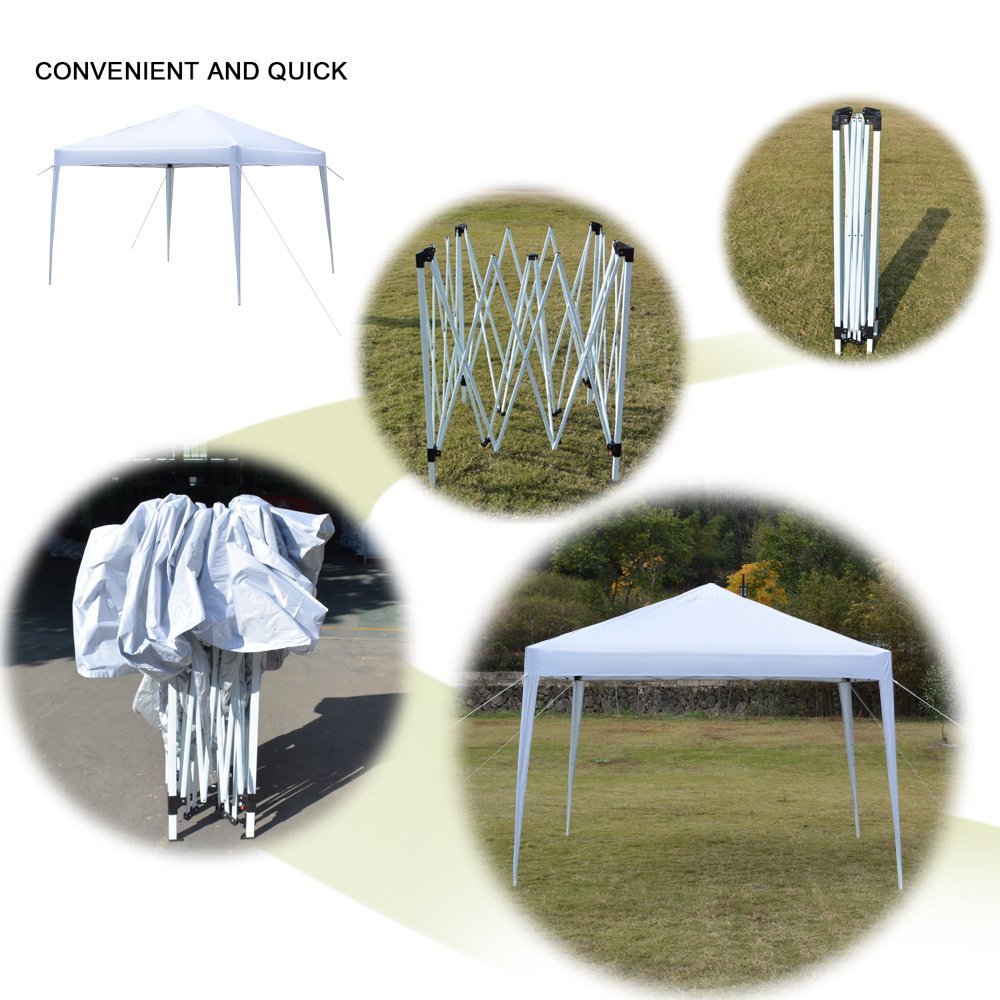 Canopy Tents for Outside, SEGMART 10' x 10' Canopy Tent, Sunshade Outdoor Canopy, Portable Shade Canopy with Carry Bag, Outdoor Party Canopy Tent, for Party Wedding Camping, White, I7296