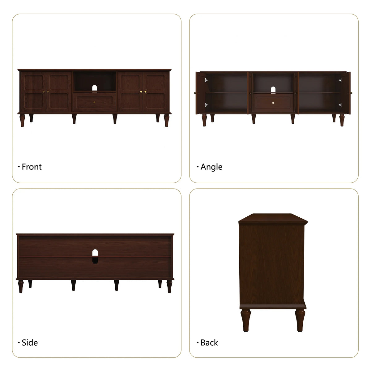 CBJCBJ 67" Mid-Century Modern TV Stand with Storage Doors & Drawers | Adjustable Shelves for 75" TVs | Living Room & Bedroom Media Console(BROWN)