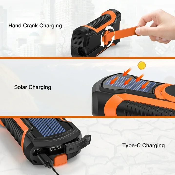 TOPVISION Emergency Radio, AM/FM/NOAA Weather Radio with 5000mAh Portable Power Bank, USB/Solar/Hand Crank Charging, Waterproof Flashlight, SOS Alarm for Camping Hiking Travel Hurricane