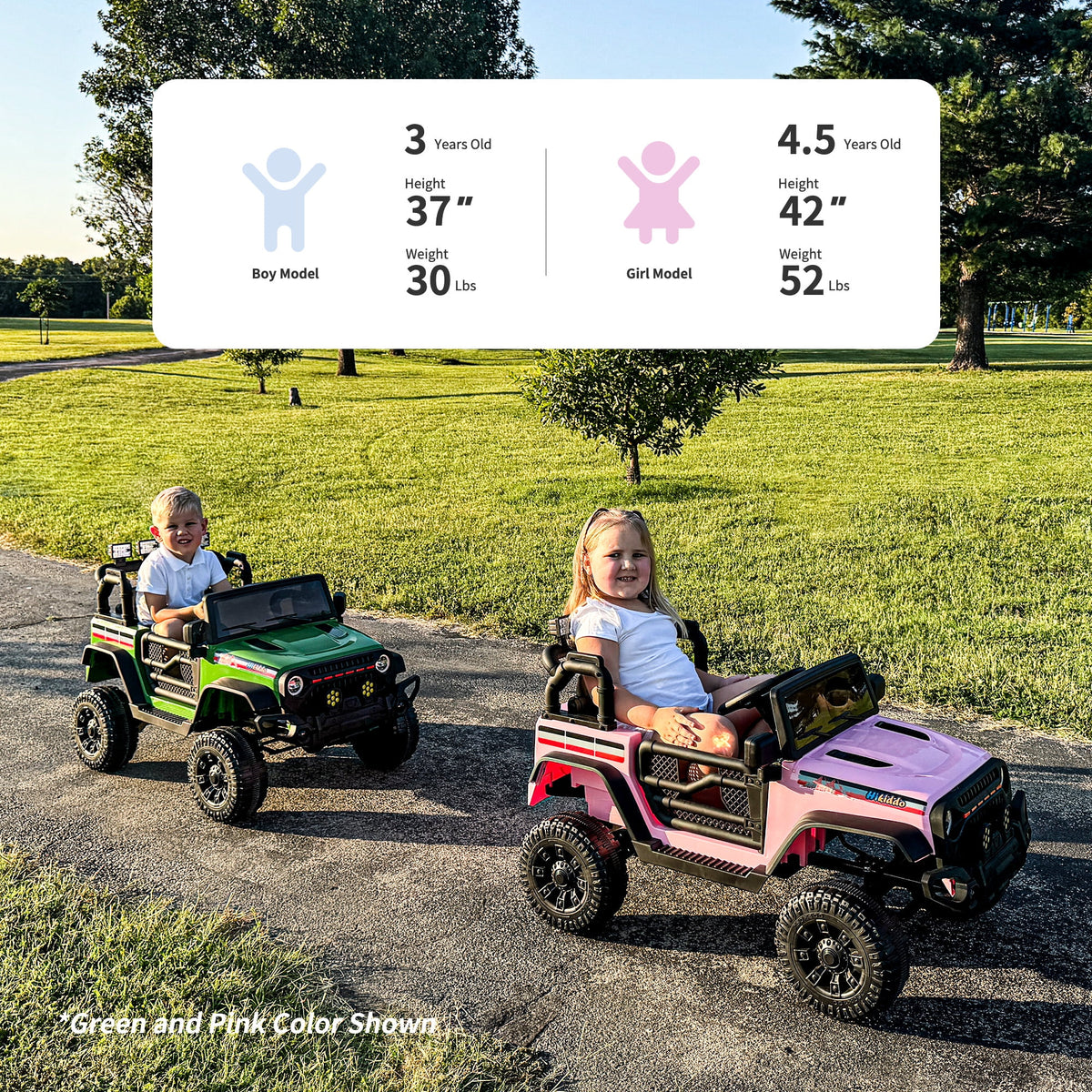 Hikiddo Kids Ride on Truck Car, 12V Ride on Toy Electric Cars for Kids w/ Remote, Bluetooth - Rose Pink