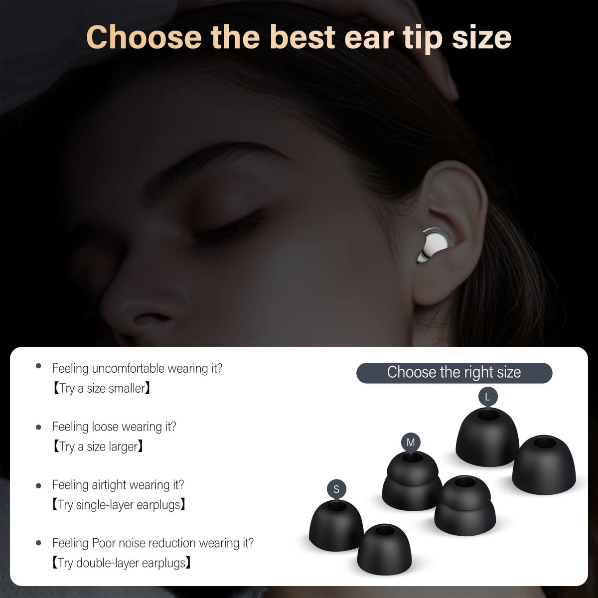Ear Plugs for Sleeping Noise Cancelling, 35dB Silicone Earplugs, Ultra Comfy Reusable Noise-Reducing Earbud for Sleep, Deep Focus, Travel, Everyday Noise Relief with 4 Eartips and Carrying Case,Black