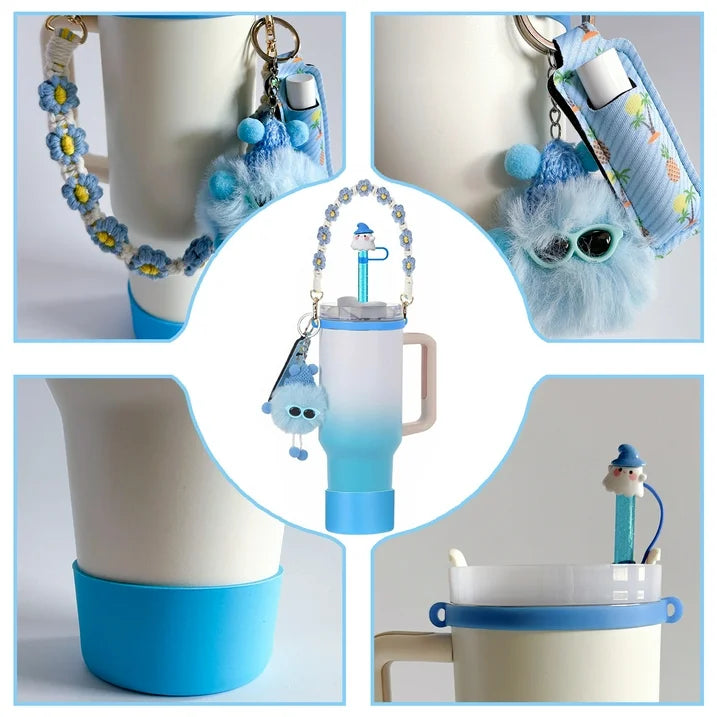 CHIKIXSON Cup Accessories Set Compatible with Stanley Cup Tumbler 40oz 30oz, Cup not included, Blue