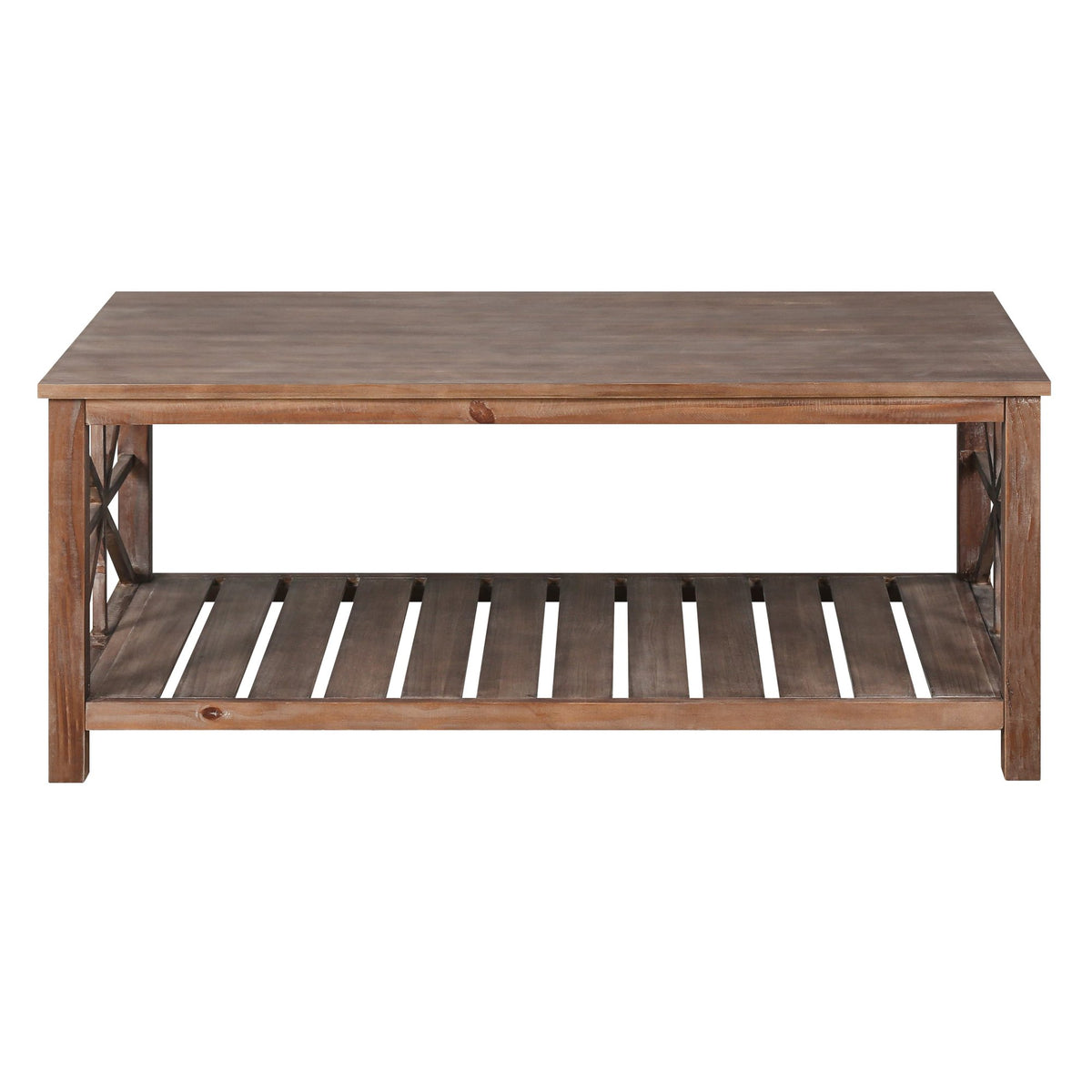 47 Modern Coffee Table with Storage Shelf, Farmhouse Rectangle Living Room Center Table for Small Spaces