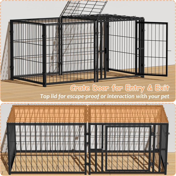 Suchown Dog Crate for Small to Large Dogs, Indoor Dog Kennel with Playpen, Pet Cage, 48 L 25.6 W 24 H
