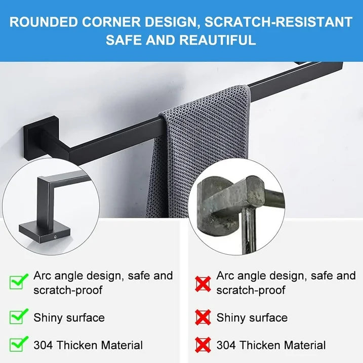 Stusgo 5 Piece Matte Black Bathroom Hardware Set 304 Stainless Steel Bathroom Towel Holder Set