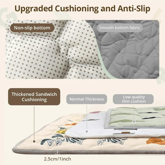 Baby Play Mat, Novashion Thicken Soft Cotton Baby Playmats, Foldable Anti-Slip Floor Crawling Playmat Playpen Mat for Infants and Toddlers, 50x50, Beige