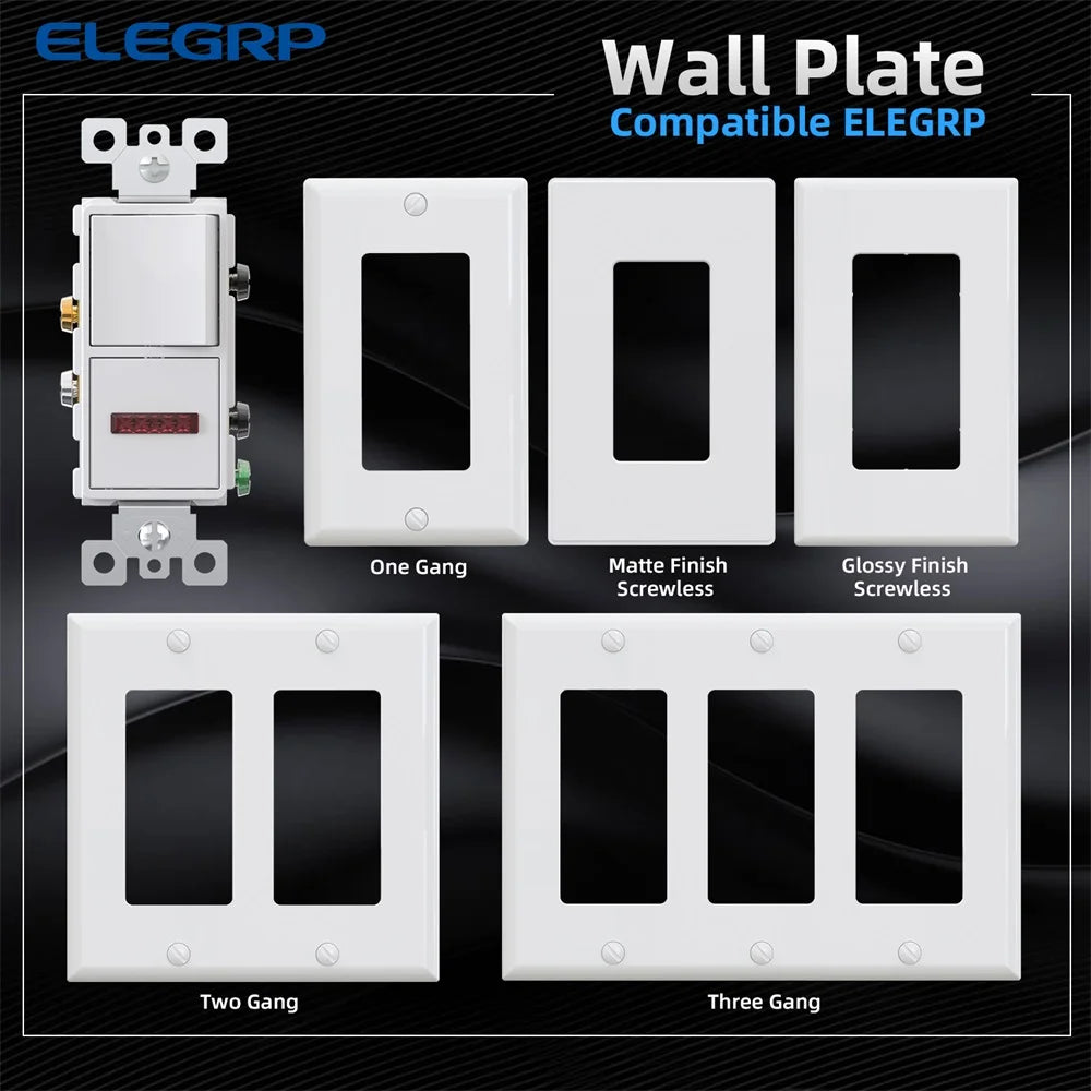 ELEGRP 15A 120V White Single Pole Electrical Switches 2 Pieces