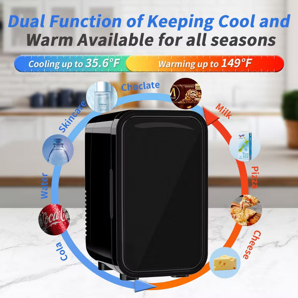YASHE Mini Fridge, 6 Liter/8 Can 110V AC/DC Portable Thermoelectric Cooler Refrigerators for Bedroom, Skincare, Beverage, Office, Dorm Room and Car