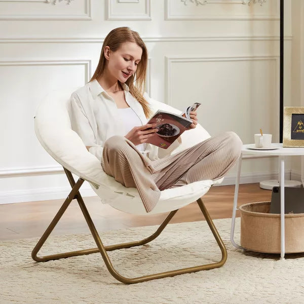 Wooakway Comfortable Disc Chair Faux Fur Chair for Bedroom Living Room and Dorm