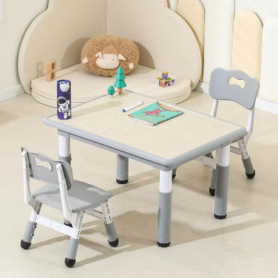 Kinder King Kids Table and Chair Set, Children Lego Table Play Activity Desk for Drawing, Natural