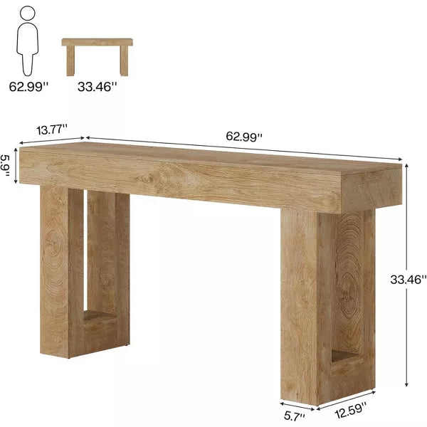 Tribesigns 63-Inch Console Table, Wooden Rectangular Sofa Table Behind The Couch for Entrance, Hallway