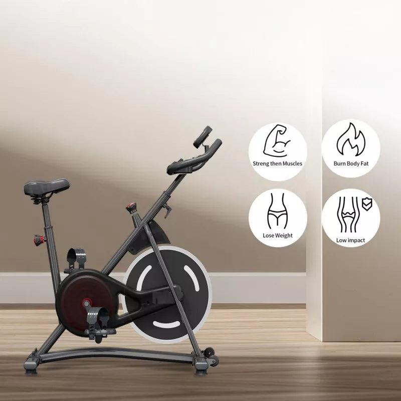 VisioGear Exercise Bike, Indoor Cycling Bike with 245 lbs Weight Capacity, Stationary Bikes for Home Cardio Gym Workouts, Black, 42"*41.6"*21.6"