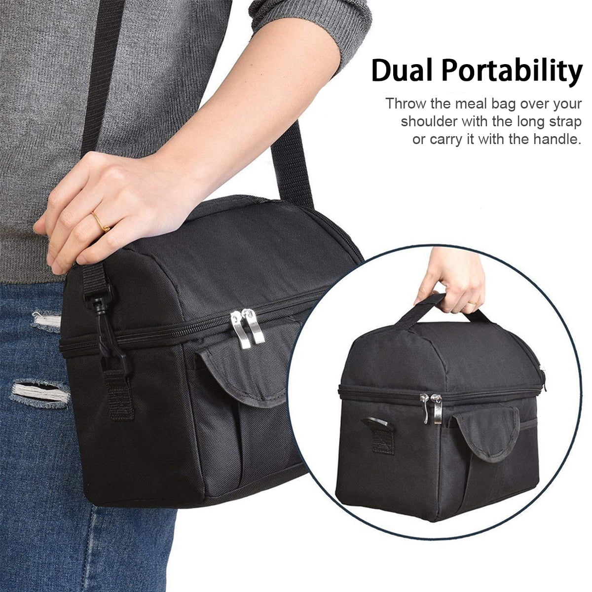 BSHAPPLUS Insulated Lunch Tote Bag Oxford Thermos Hot/Cooler Adults Tote Food Lunch Portable Bag Zipper Storage Box Waterproof For Picnic Food Women Men