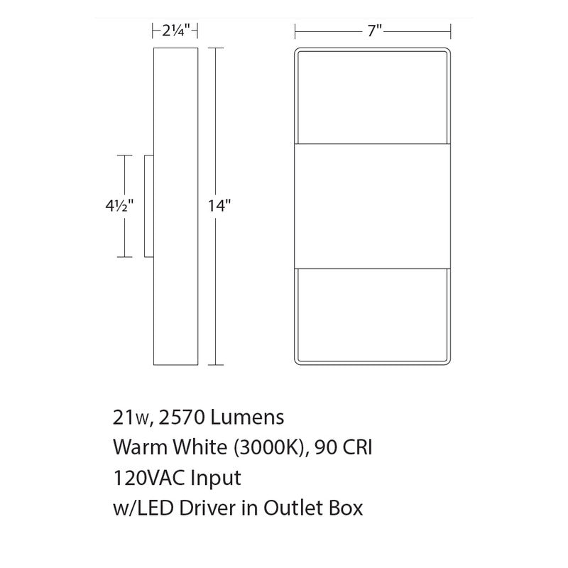 Inside-Out Light Frames 14IN Up/Down Wall Light