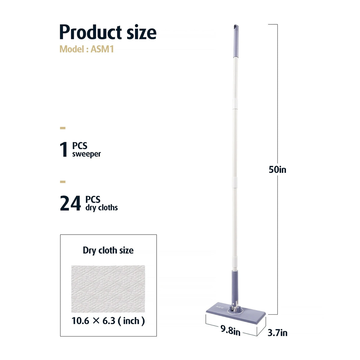 Upgrade Sweeper 2 in 1 Mops Starter Kit for Swiffer Wet Dry Mop Pad Refills, No Touch Dirty Pads, 1 Second Installation, Includes 1 SWIFTMOP 24 Dry Sweeping Pads