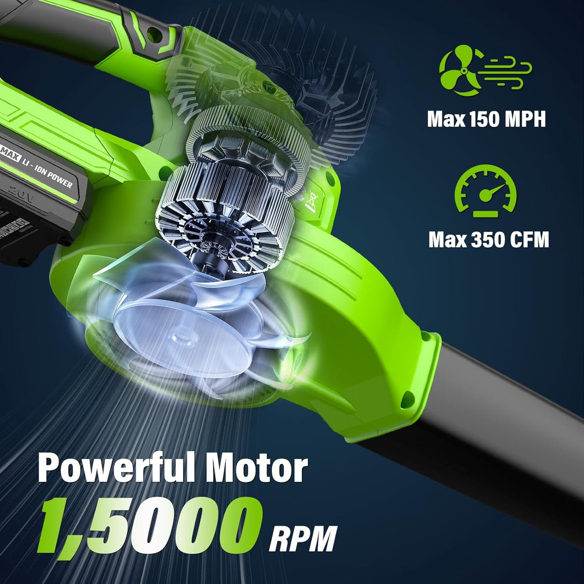 Leaf Blower, Lightweight Cordless Leaf Blower with 2 Battery Charger for Patio, Electric 20V Battery Powered Leaf Blower for Leaf/Snow/Dust Blowing