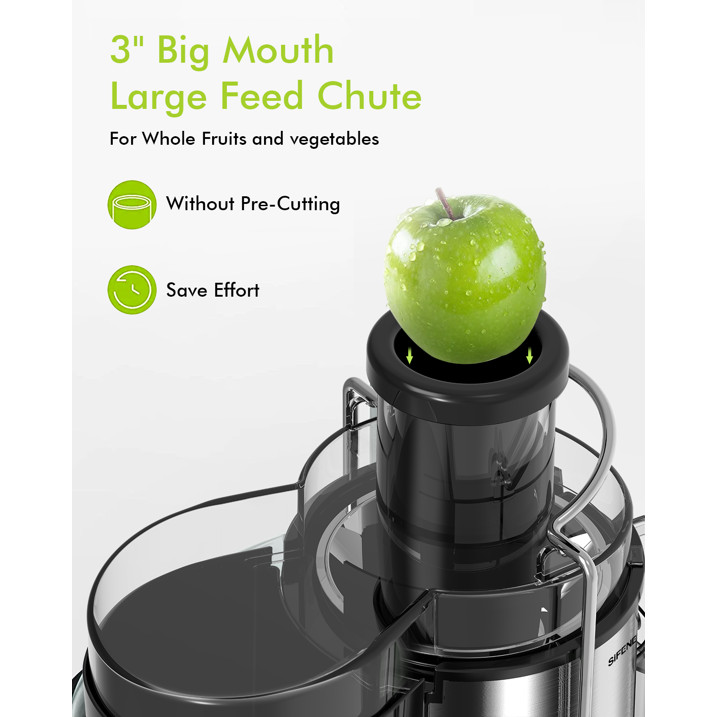 SiFENE 400W Centrifugal Juicer Machine, 3 Wide Chute, 3 Speed Setting, Higher Nutrient Yeild, Easy to Clean, Silver