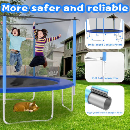 OVATOYS 1400LBS 14FT Trampoline for Adults and Kids,Trampoline with Enclosure,Basketball Hoop, Recreational Trampoline with Ladder, Heavy Duty Trampoline Capacity for 5 6 Kids