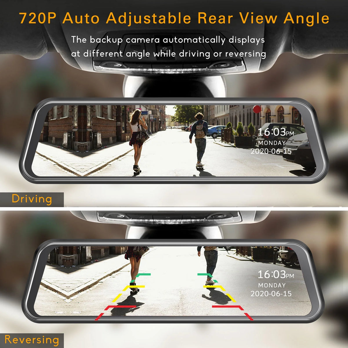 TOGUARD 1080P Mirror Dash Cam for Car, 10" Full Touch Screen Dash Cam Front and Rear, Night Vision, Parking Assist, Loop Recording, G-Sensor
