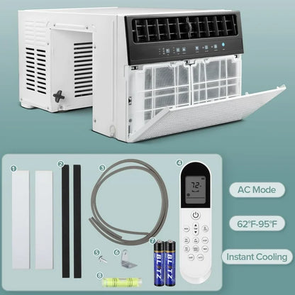Havato 6000 BTU (10000BTU ASHERE ) Cools 450 Sq.ft w/ Wi-Fi & Remote Window Air Conditioner, White