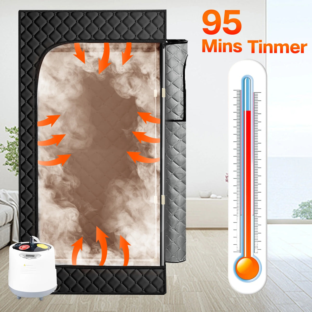 HYEASTR Portable Steam Sauna, Personal Full Body Home Sauna Tent, Indoor Sauna Box for Home Relaxation with 2.6L 1000W Steam Generator, Remote Control, Timer, Foldable Chair (68.5"*39.7"*30.3")