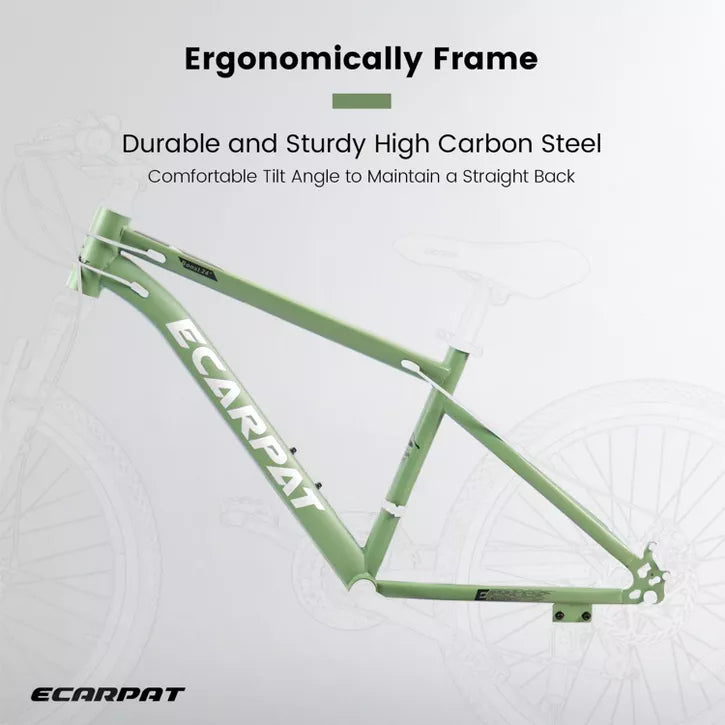 BestParts Mountain Bike 27.5 Inch, Adult Trail Bicycle with Disc Brakes, Carbon Steel Frame, Outdoor Explorer Ride, Green