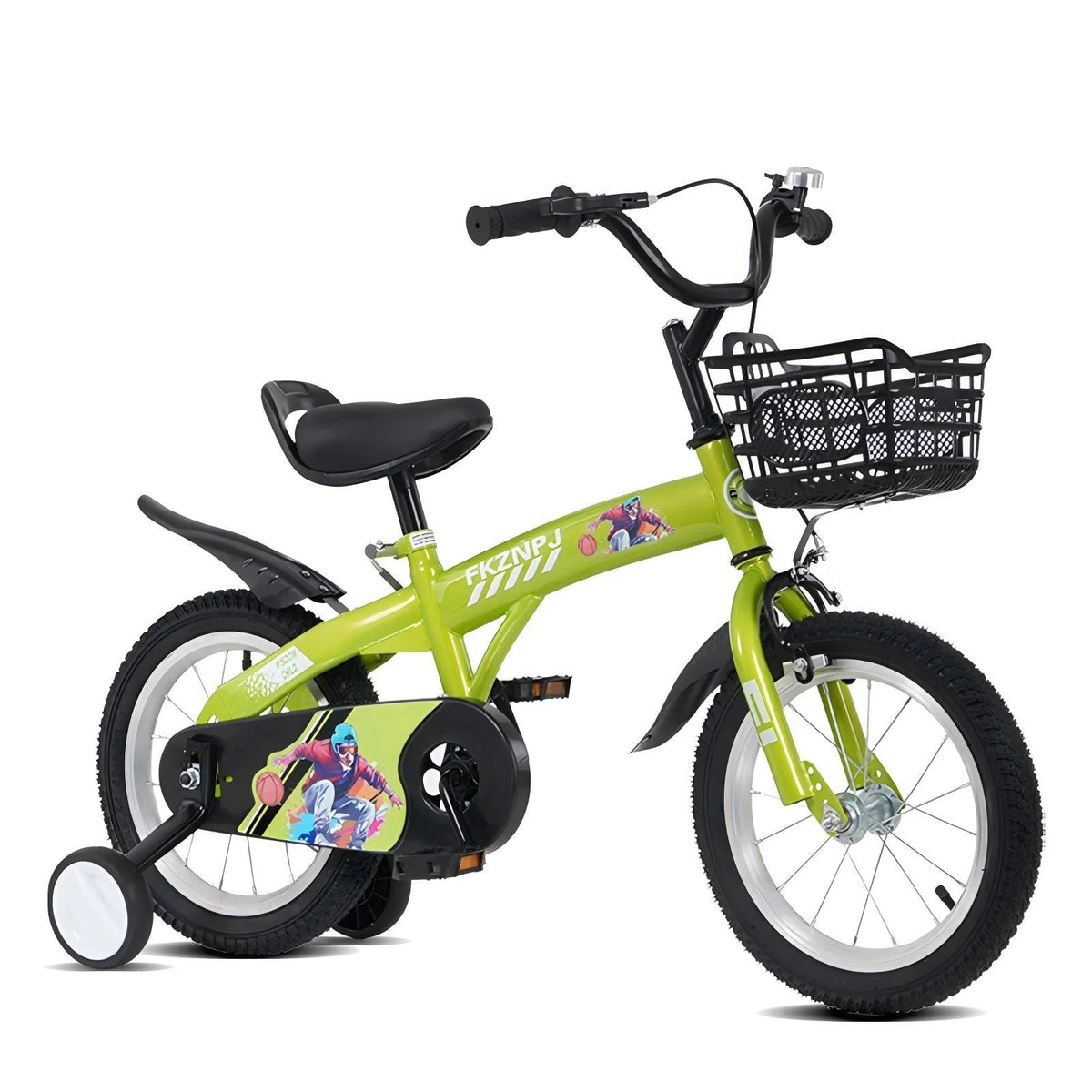 16 Inch Kids Bike for Ages 4-7 Years Old Boys Girls, Sporty Style Kid's Bikes with Training Wheels & Basket, Adjustable Saddle - Children Bicycle for Kids and Toddler (Green)