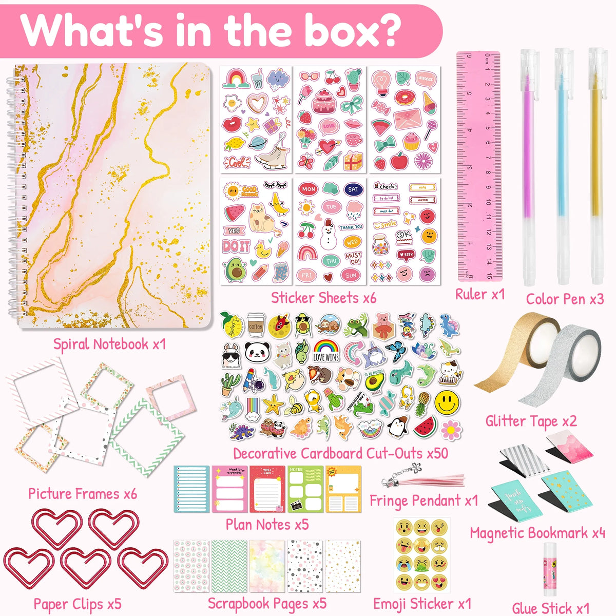 DIY Journal Kit for Girls & Boys - Birthday & Christmas Gift for Ages 8-12, Scrapbook & Diary Supplies Toy Set for Creativity, Mindfulness & Self-Expression, Journaling Art Crafts Kit for Kids