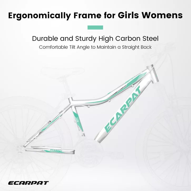 BestParts 24 Inch Mountain Bike for Teens Boys Girls, 21 Speed MTB Bicycle with V Brakes & Front Suspension Fork, for School Commute, White