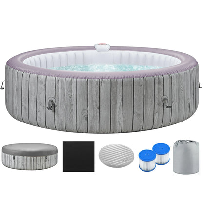 82" Inflatable Hot Tub, Segmart 5 to 7 Person Outdoor Hot Tub, Round Portable Home Spa with 130 Soothing AirJets, Lockable Cover, and Storage Bag, Built-in Heater Pump, Max. 104