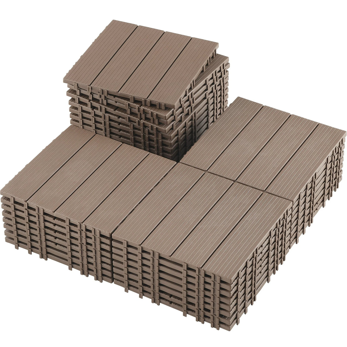 TrumanPick 36 PCS Deck Tiles Patio Pavers Interlocking Flooring Tiles 12" x 12" Waterproof Outdoor Flooring for Patio Garden Balcony Backyard All Weather Use, Brown