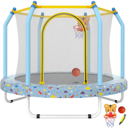 55'' Toddler Trampoline for Kids, SEGMART Kids Trampoline with Enclosure Net and Balls, Indoor Outdoor Mini Small Trampoline Birthday Gifts for Boys and Girls Age 3 Months and up
