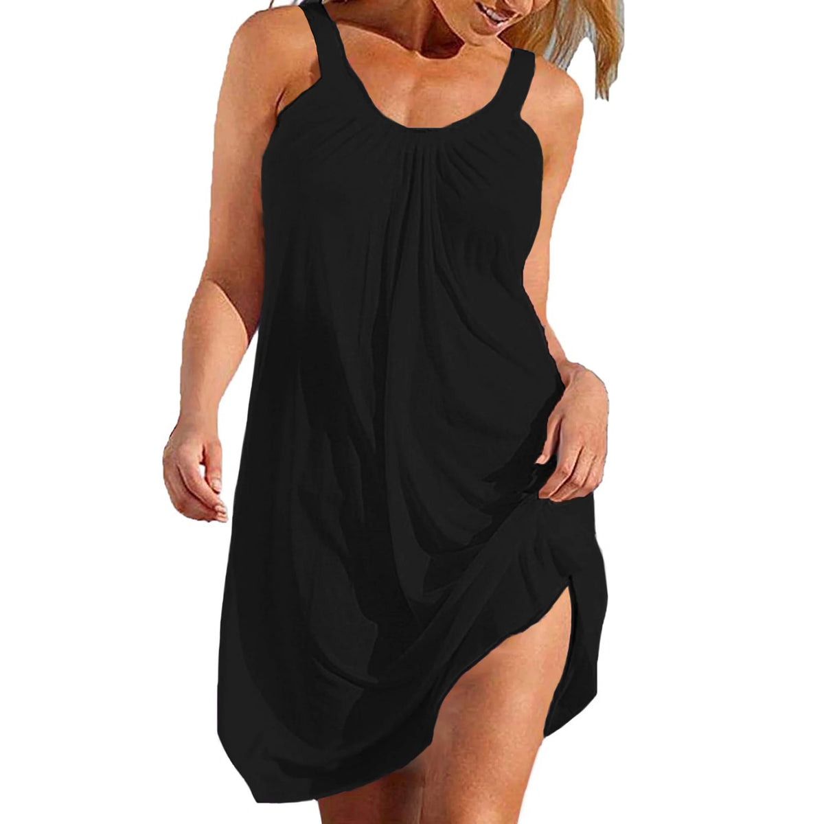 UVN Summer Swimsuit Cover Up for Women Swimwear Black Halter Dress Loose Casual Cover Ups Bathing Suit