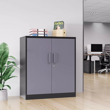 Mlezan 36" Metal Storage Cabinet: 2 Adjustable Shelves, 2 Lockable Doors. Ideal for Garage, Home Office, School, or Pantry. Assembly Required.