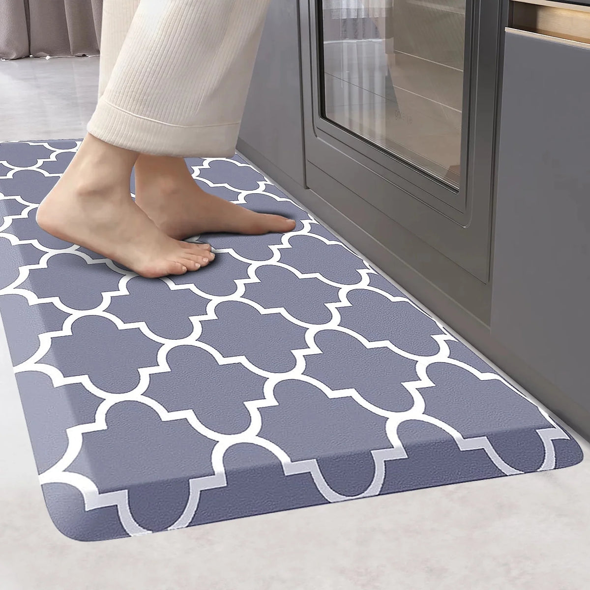 Cushioned Anti-Fatigue Kitchen Rug Mat ,17.3"x 28",Non Slip Waterproof , Heavy Duty PVC Ergonomic Comfort Mat for Kitchen, Floor Home, Office, Sink, Laundry