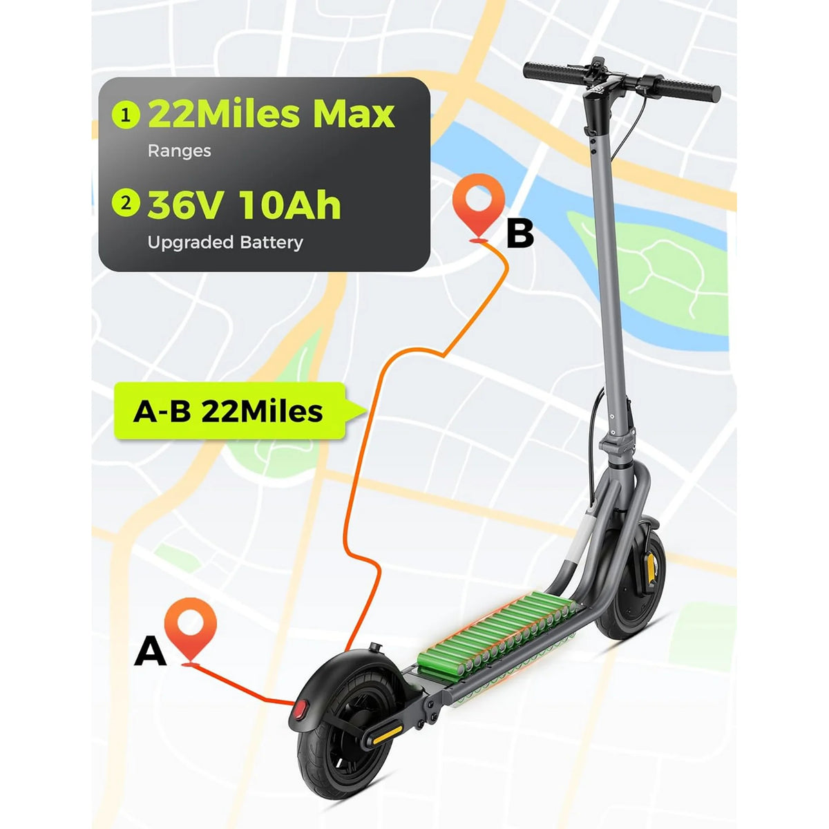 Skeri Electric Scooter Bike with Seat for Adult and Basket, 14 Inch Tire Electric Scooter with Dual Shock Absorbers, 350W Motor with 25-Mile Range, Speed Up to 20 MPH