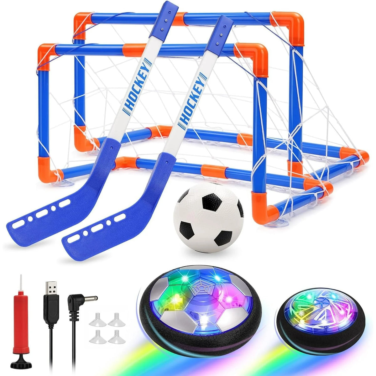BEEPRINCESS Hover Soccer Ball, 3-in-1 Hover Hockey Ball Kids Toys Set, Indoor and Outdoor Sports Games Toys for Kids Ages 3 4 5 6 7 8-12 - Rechargeable LED Soccer Games Toys for 3-12 Year Old Boys