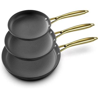 imarku Professional Cooking Utensils , Nonstick Cast Iron Skillets 3pcs, 8 Inch, 10 Inch, 12 Inch Frying Pans with Lid, Cast Iron Pan, Dishwasher Safe