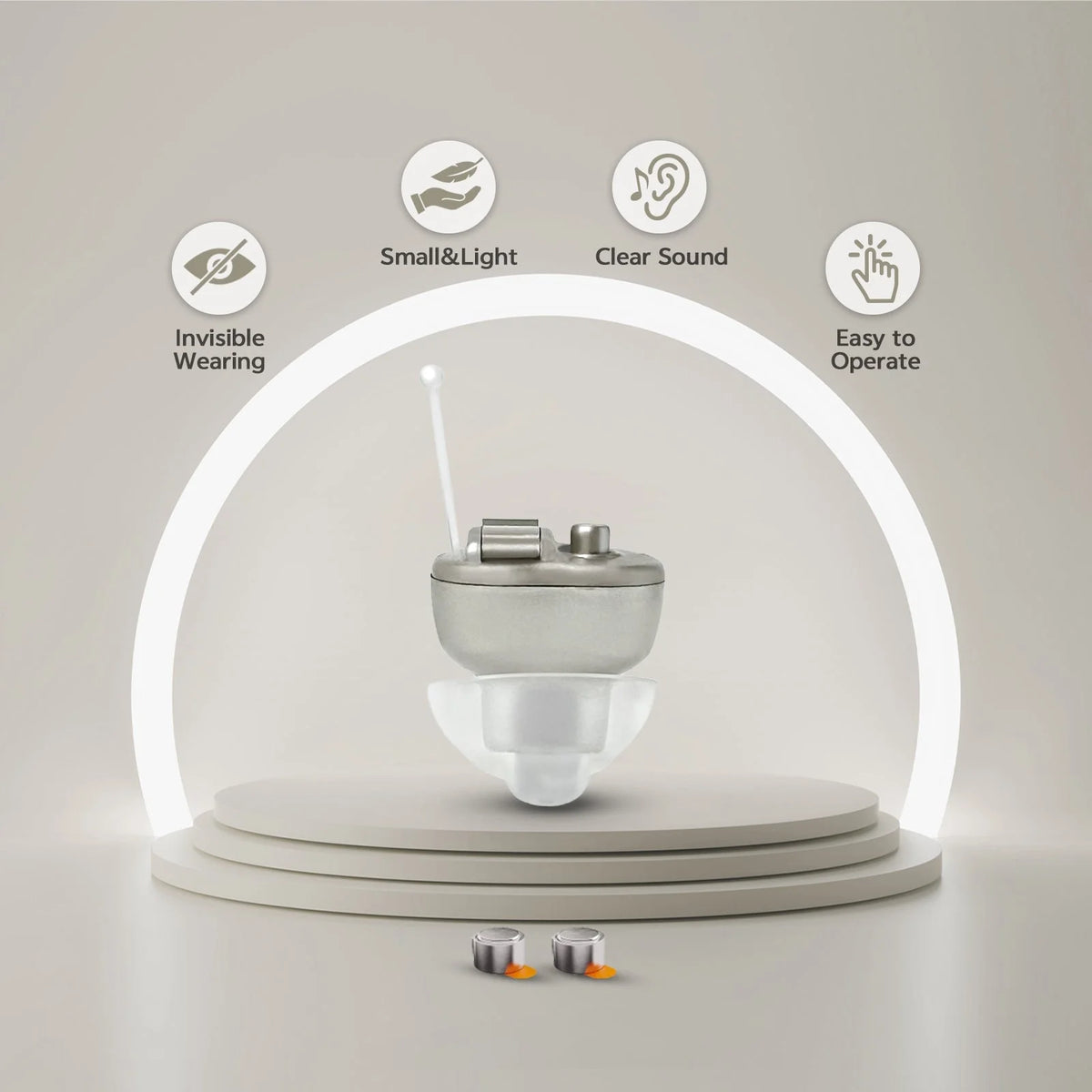 ELCTRTICI Hearing Aid for Adults, Mini Invisible Hearing Aid with Smart Noise Reduction, Gold.