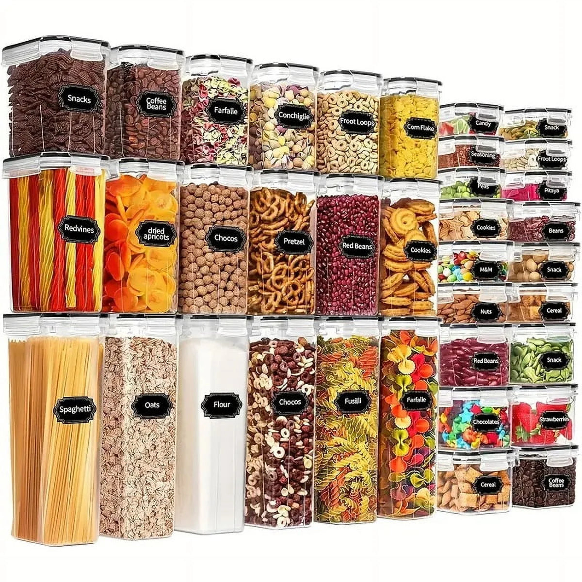 36 Pack Airtight Food Storage Containers Set with Labels & Marker- Leak-Proof, BPA-Free, Flip-Top Lids, Perfect For Kitchen Pantry Organization, Storage for Flour, Sugar, Cereal