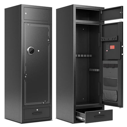 KAER 8-12 Gun Safe,Rifle Safe High Capacity,Large Gun Safe for Rifle and Pistols,Gun Cabinet for Home,Long Gun Safe for Shotguns with Handgun Rack,Rifle Rack,Drawer(Unassembled)